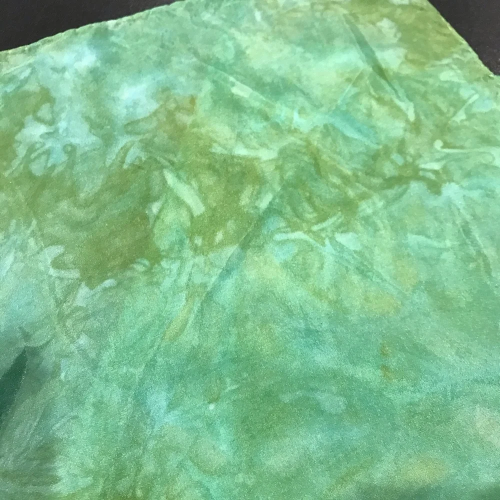 Hand tie dye green immersion dyed silk handkerchiefs
